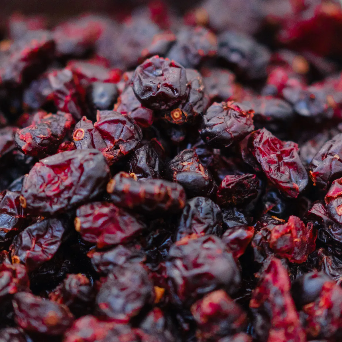 Cranberries secas em detalhe